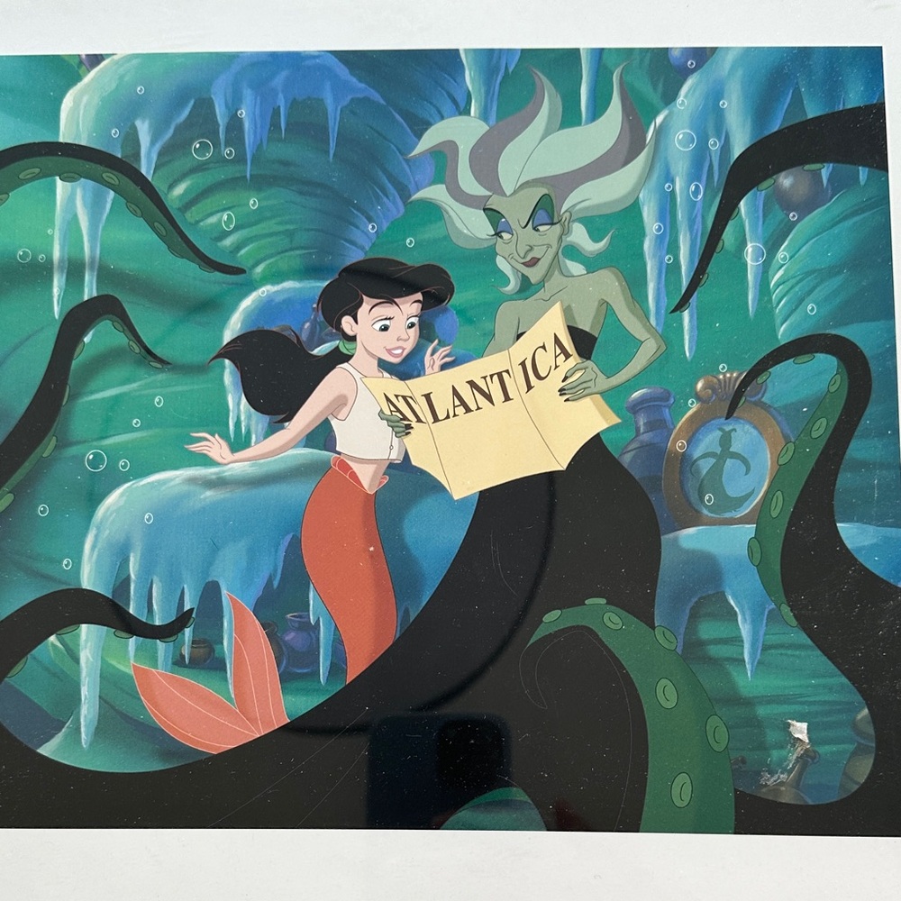 Disney Ariel and Ursula Underwater Adventure Lithograph Art in glass frame